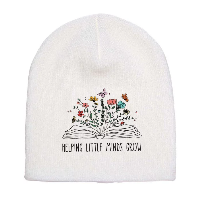 Helping Little Minds Grow Wildflowers Teacher To School Short Acrylic Beanie