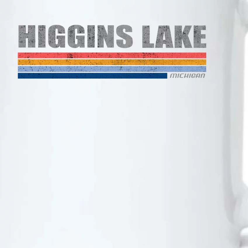 Higgins Lake Michigan Retro Style 1980's Logo Black Color Changing Mug