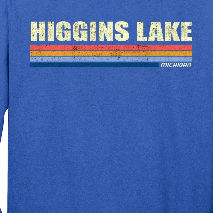 Higgins Lake Michigan Retro Style 1980's Logo Long Sleeve Shirt