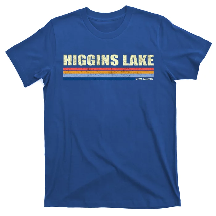 Higgins Lake Michigan Retro Style 1980's Logo T-Shirt