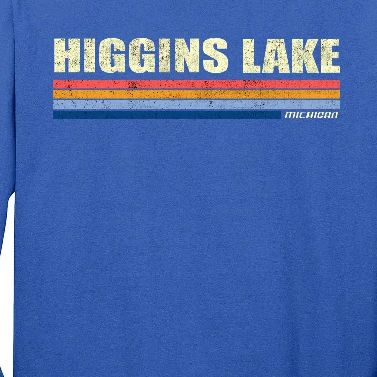 Higgins Lake Michigan Retro Style 1980's Logo Tall Long Sleeve T-Shirt