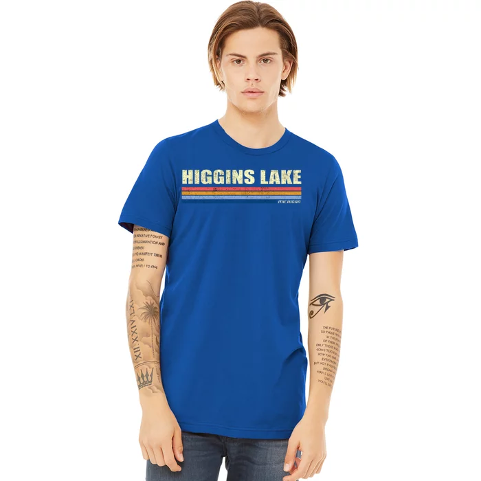 Higgins Lake Michigan Retro Style 1980's Logo Premium T-Shirt