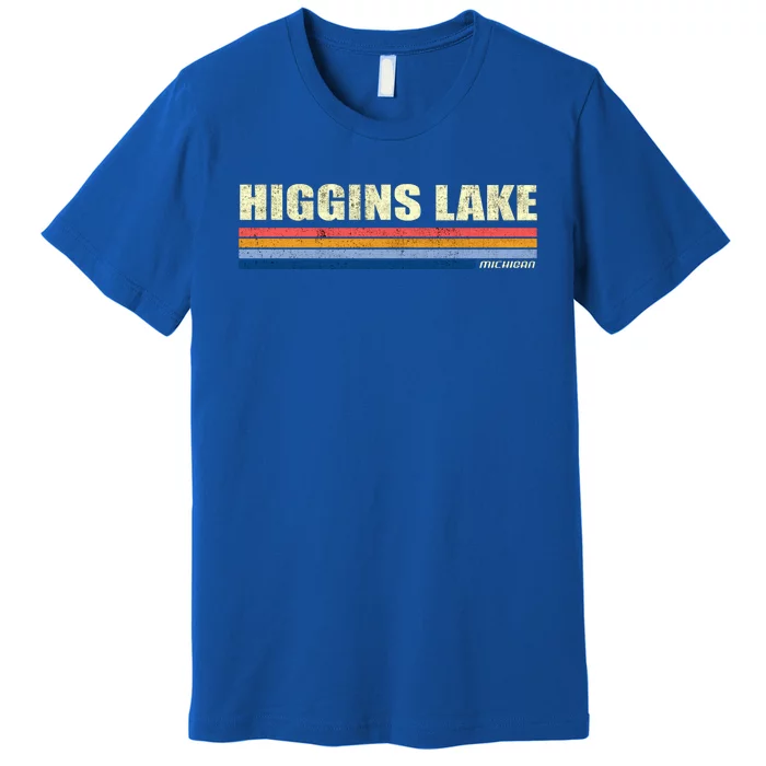 Higgins Lake Michigan Retro Style 1980's Logo Premium T-Shirt