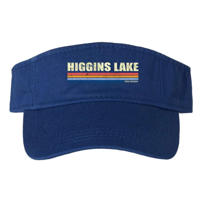 Higgins Lake Michigan Retro Style 1980's Logo Valucap Bio-Washed Visor