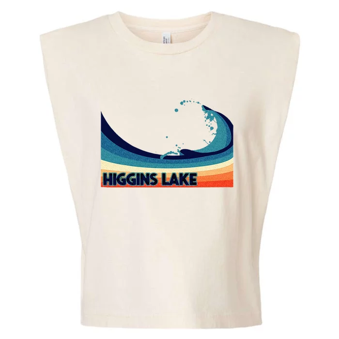 Higgins Lake Michigan Retro Boating Sailing & Fishing Garment-Dyed Women's Muscle Tee