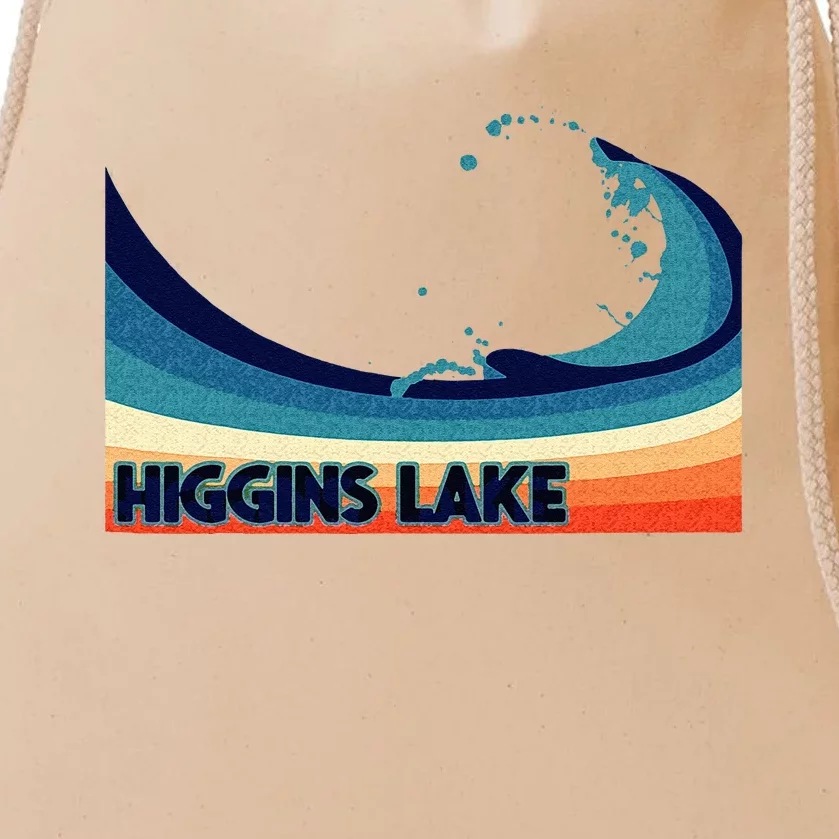 Higgins Lake Michigan Retro Boating Sailing & Fishing Drawstring Bag