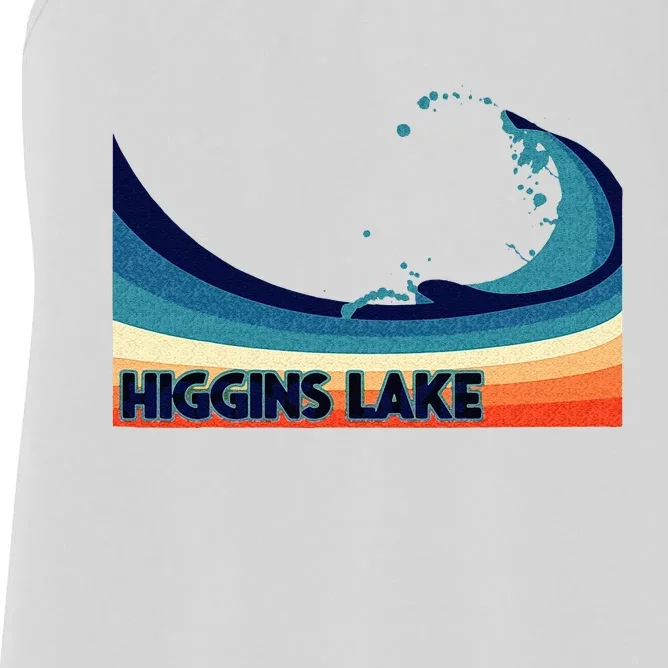 Higgins Lake Michigan Retro Boating Sailing & Fishing Women's Racerback Tank