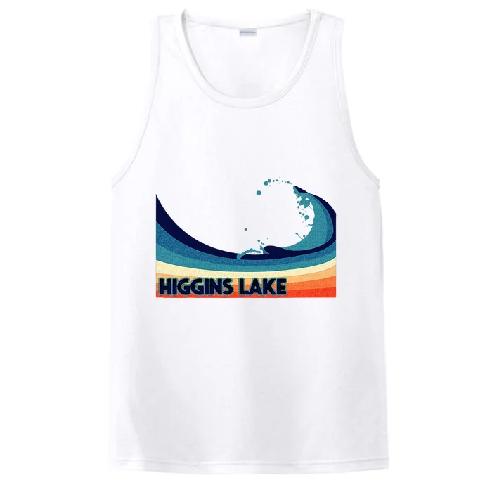 Higgins Lake Michigan Retro Boating Sailing & Fishing Performance Tank