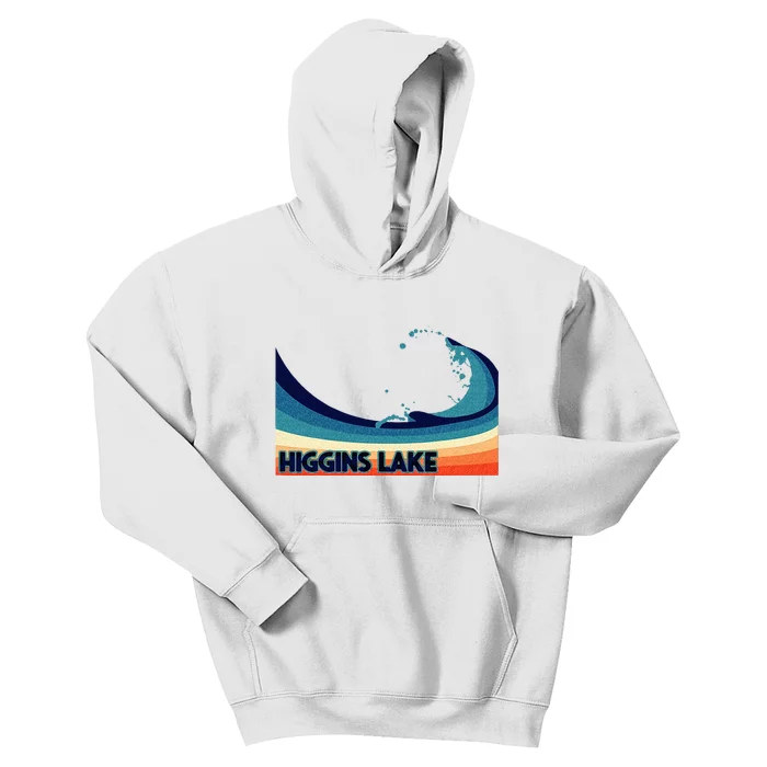 Higgins Lake Michigan Retro Boating Sailing & Fishing Kids Hoodie