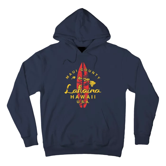 Hawaii Lahaina Maui Vintage Hawaiian Islands Surf Hoodie