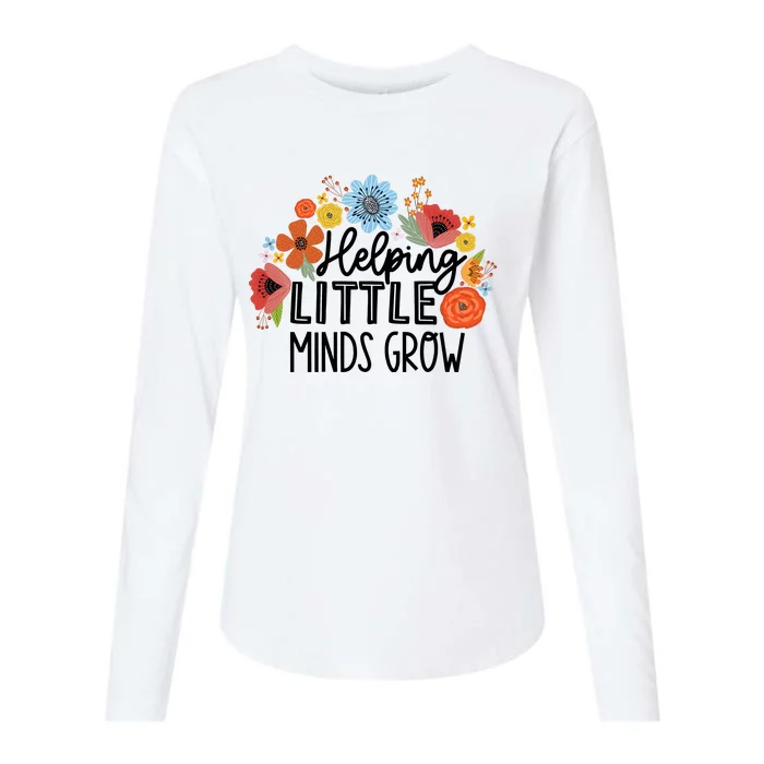 Helping Little Minds Grow Teacher Womens Cotton Relaxed Long Sleeve T-Shirt