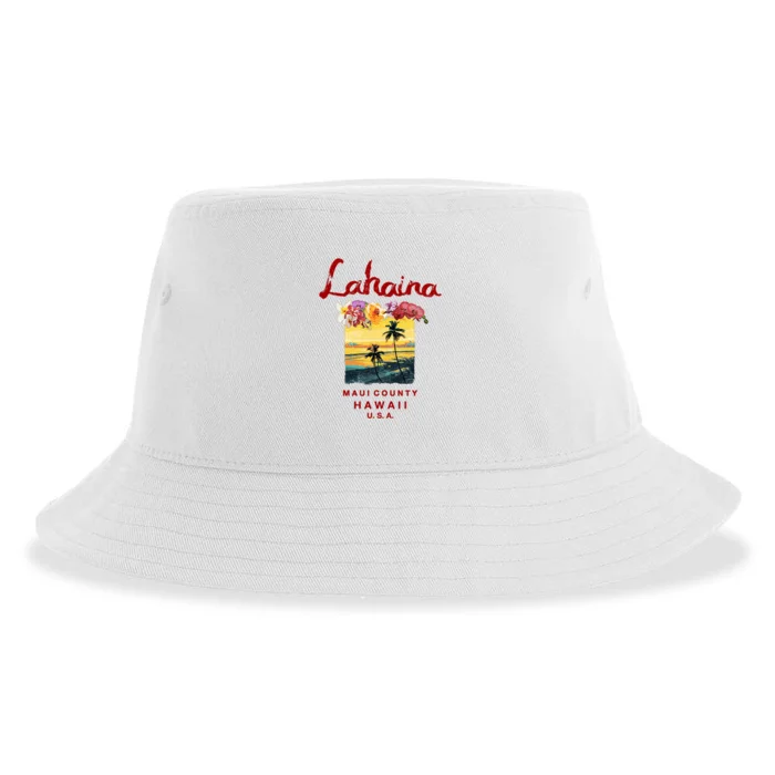 Hawaii Lahaina Maui Vintage Hawaiian Sustainable Bucket Hat