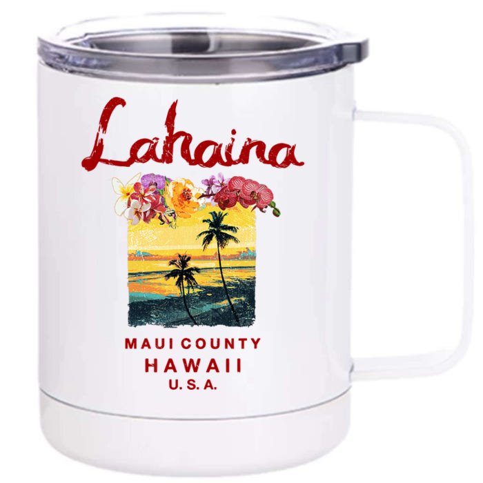 Hawaii Lahaina Maui Vintage Hawaiian Front & Back 12oz Stainless Steel Tumbler Cup