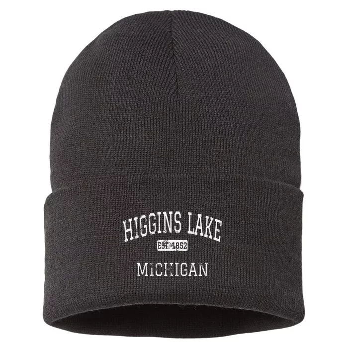 Higgins Lake Michigan MI Vintage Sustainable Knit Beanie