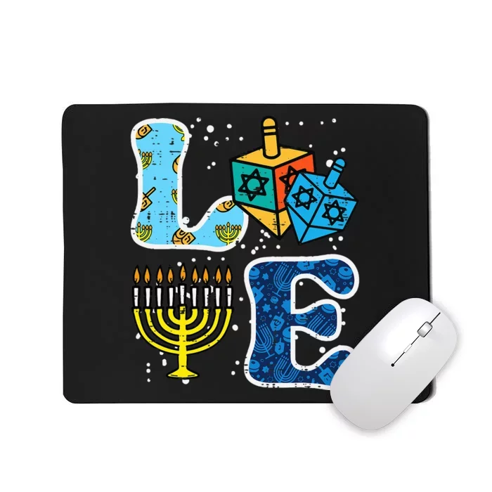 Hanukkah Love Menorah Dreidel Chanukah Jewish Mousepad