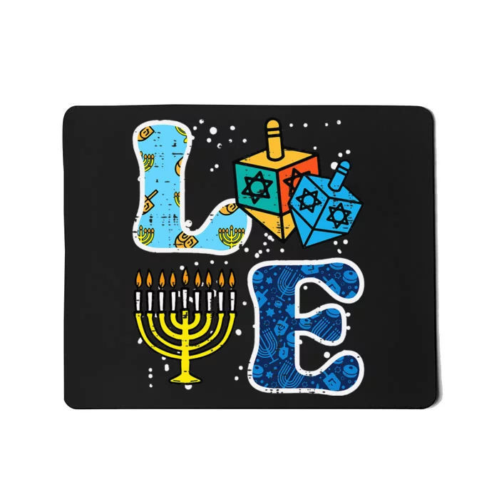 Hanukkah Love Menorah Dreidel Chanukah Jewish Mousepad