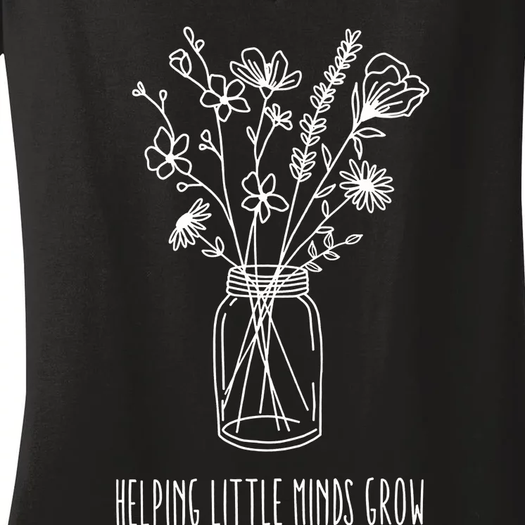 Helping Little Minds Grow Teacher Life Women's V-Neck T-Shirt