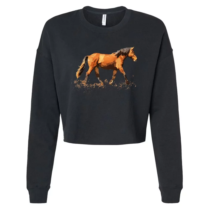 Horse Lover Man Woman Loves Horses Gift Rider Riding Cropped Pullover Crew