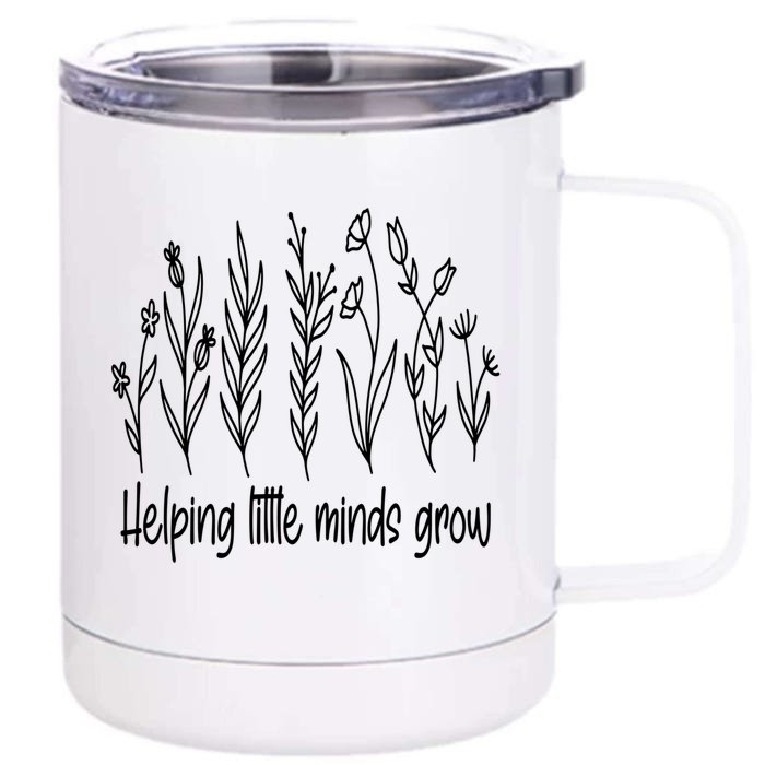 Helping Little Minds Grow Wildflowers Gift Teachers Gift Front & Back 12oz Stainless Steel Tumbler Cup