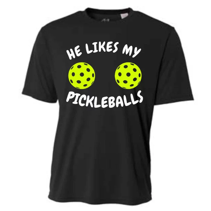 He Likes My Pickleballs Couple Pickleball Matching Cooling Performance Crew T-Shirt