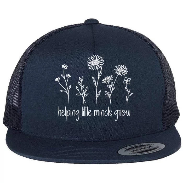 Helping Little Minds Grow Wildflowers Teacher Flower Outfits Gift Flat Bill Trucker Hat