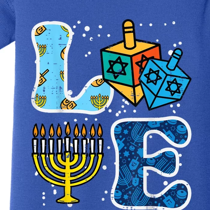 Hanukkah Love Menorah Dreidel Chanukah Jewish Baby Bodysuit