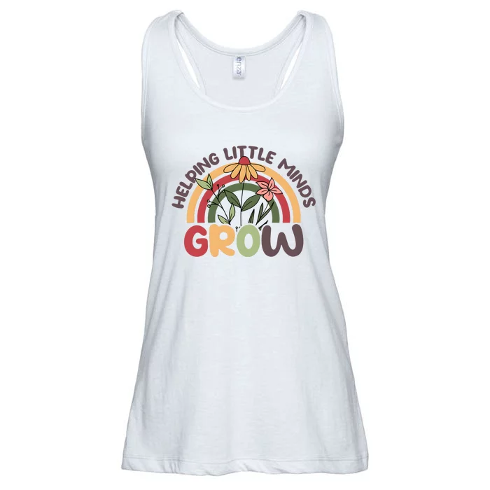 Helping Little Minds Grow Retro Rainbow Ladies Essential Flowy Tank