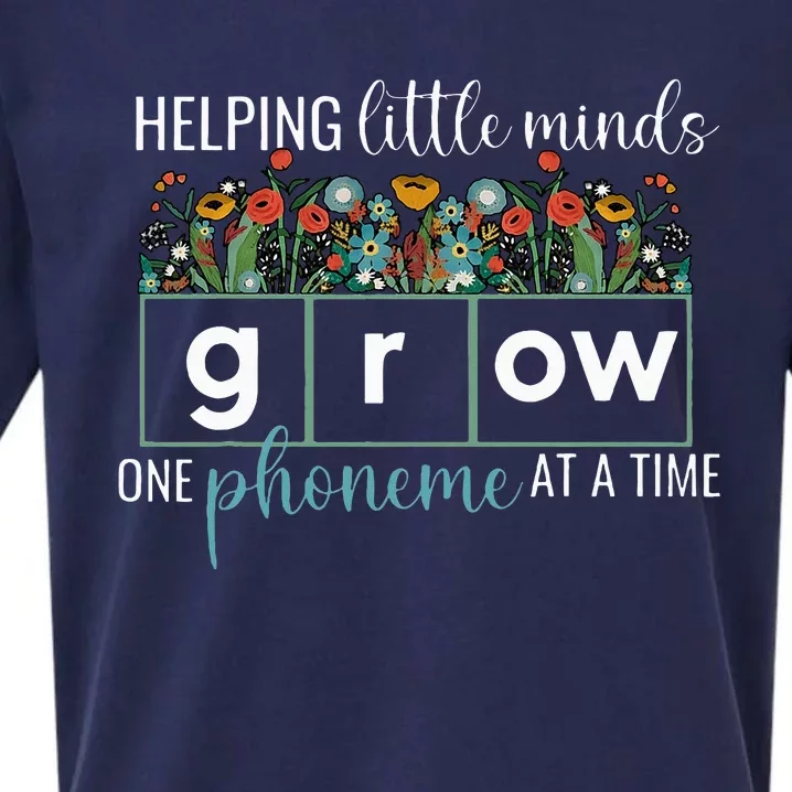 Helping Little Minds Grow One Phoneme At A Time Teacher Sueded Cloud Jersey T-Shirt