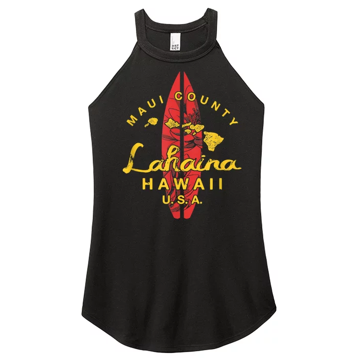 Hawaii Lahaina Maui Vintage Hawaiian Islands Surf Women’s Perfect Tri Rocker Tank