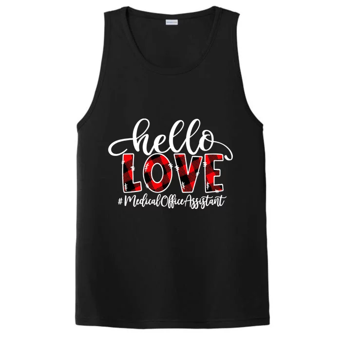 Hello Love Medical Office Assistant Flannel Valentine's Day Gift Performance Tank