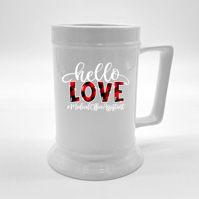 Hello Love Medical Office Assistant Flannel Valentine's Day Gift Front & Back Beer Stein