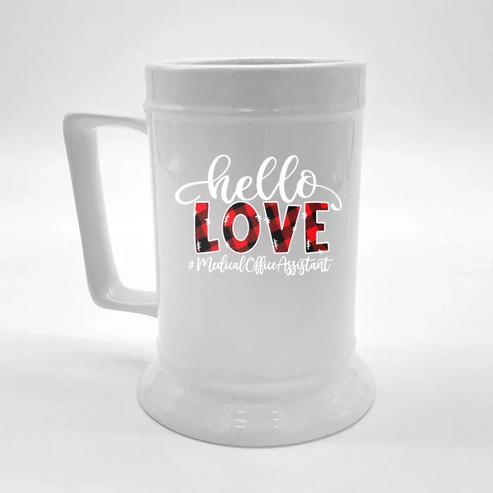 Hello Love Medical Office Assistant Flannel Valentine's Day Gift Front & Back Beer Stein