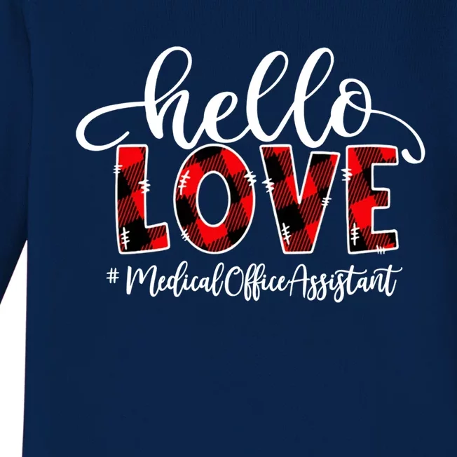 Hello Love Medical Office Assistant Flannel Valentine's Day Gift Baby Long Sleeve Bodysuit