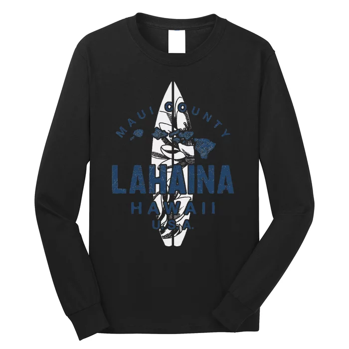 Hawaii Lahaina Maui Vintage Hawaiian Islands Surf Long Sleeve Shirt