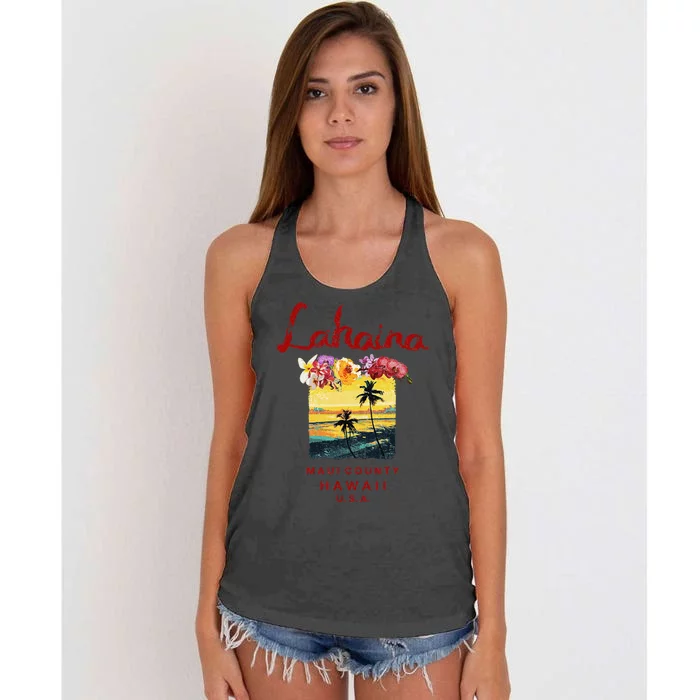 Hawaii Lahaina Maui Vintage Hawaiian Women's Knotted Racerback Tank