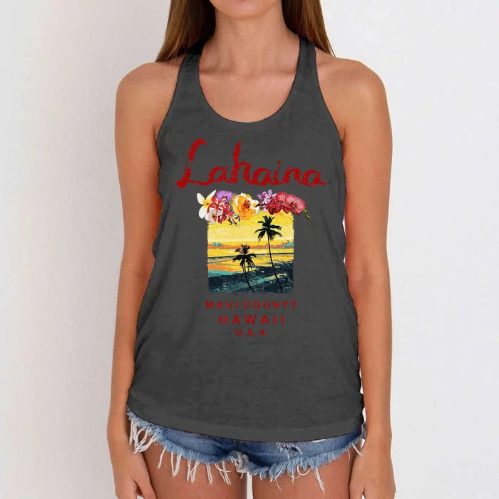 Hawaii Lahaina Maui Vintage Hawaiian Women's Knotted Racerback Tank