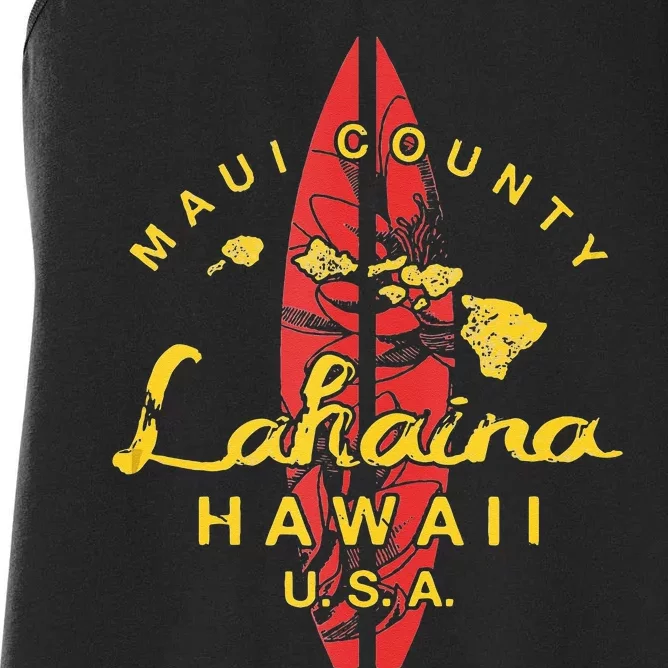 Hawaii Lahaina Maui Vintage Hawaiian Islands Surf Women's Racerback Tank