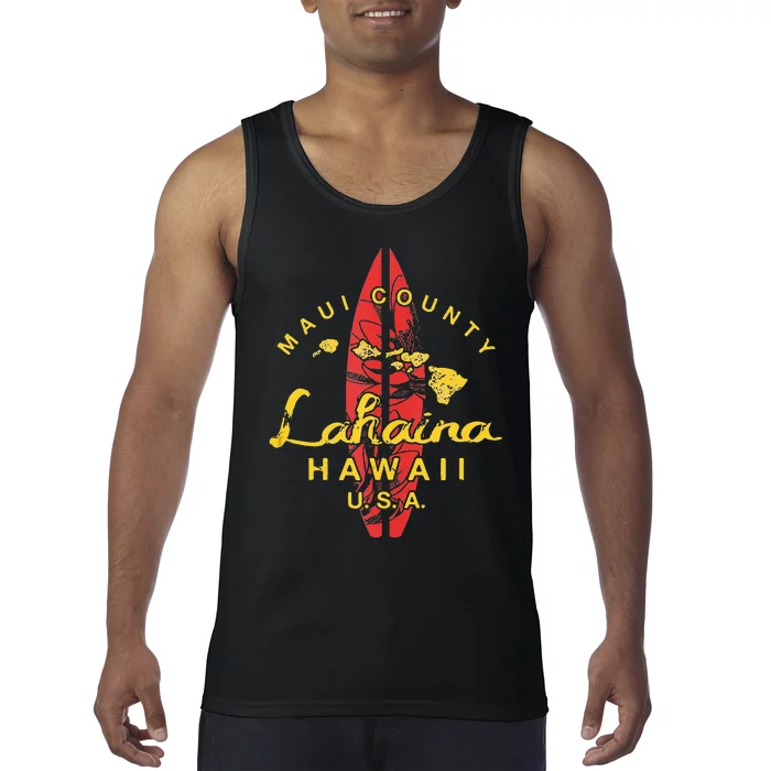 Hawaii Lahaina Maui Vintage Hawaiian Islands Surf Tank Top