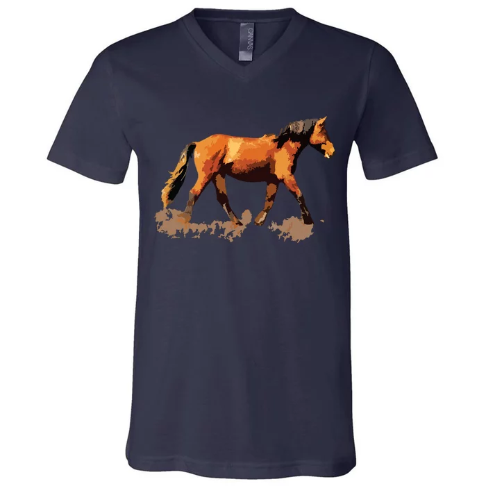 Horse Lover Man Woman Girl Loves Horses Gift Rider Riding V-Neck T-Shirt