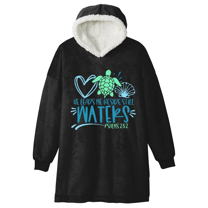 He Leads Me Beside Still Waters Psalm 23 Sea Life Hooded Wearable Blanket