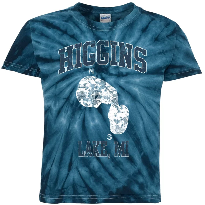 Higgins Lake Michigan Vintage Kids Tie-Dye T-Shirt