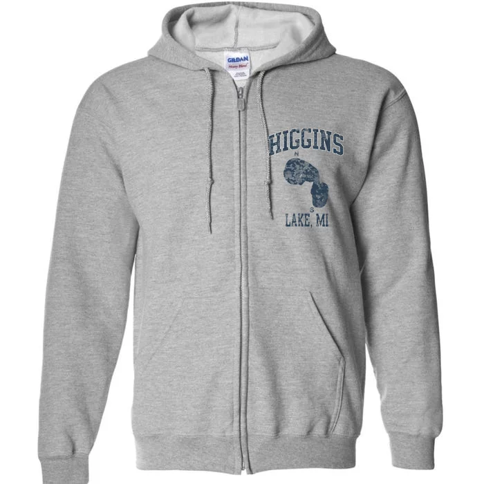 Higgins Lake Michigan Vintage Full Zip Hoodie