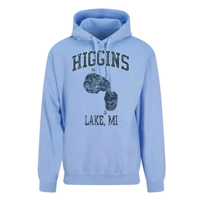 Higgins Lake Michigan Vintage Unisex Surf Hoodie