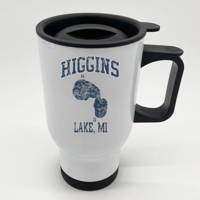 Higgins Lake Michigan Vintage Front & Back Stainless Steel Travel Mug