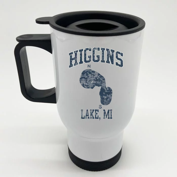 Higgins Lake Michigan Vintage Front & Back Stainless Steel Travel Mug