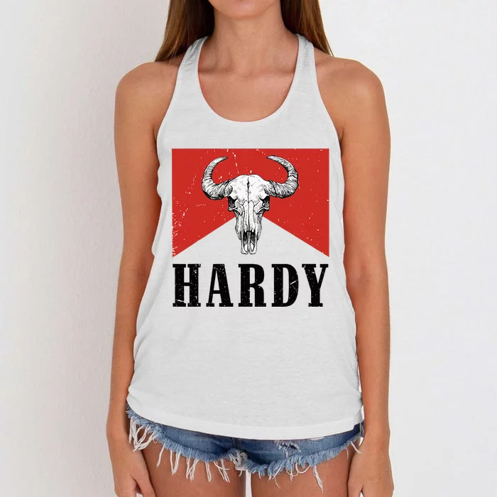 H.A.R.D.Y Last Name H.A.R.D.Y Family Western Style Women's Knotted Racerback Tank