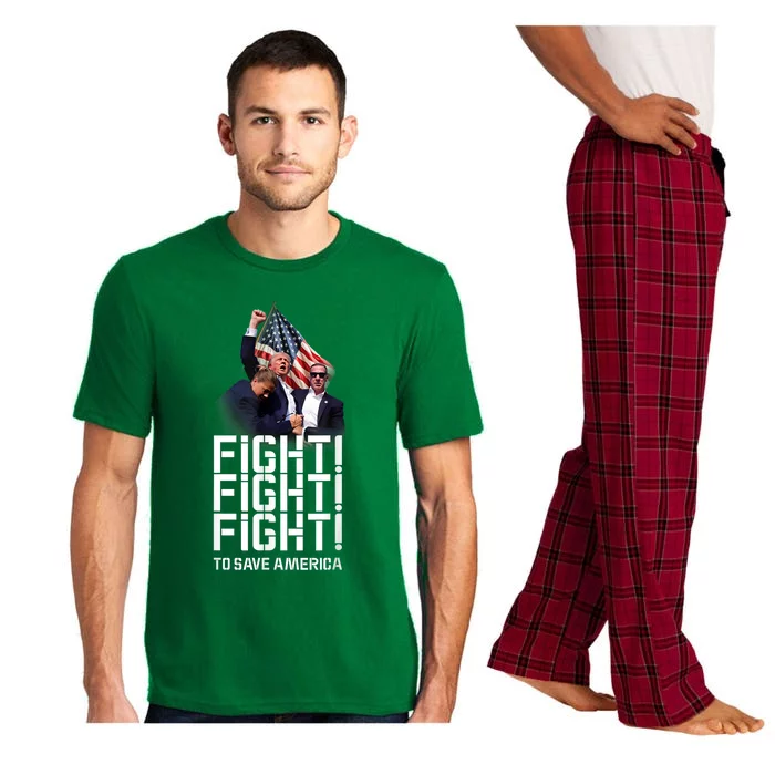 He Ll Never Stop Fighting To Save America Support Trump 2024 Pajama Set