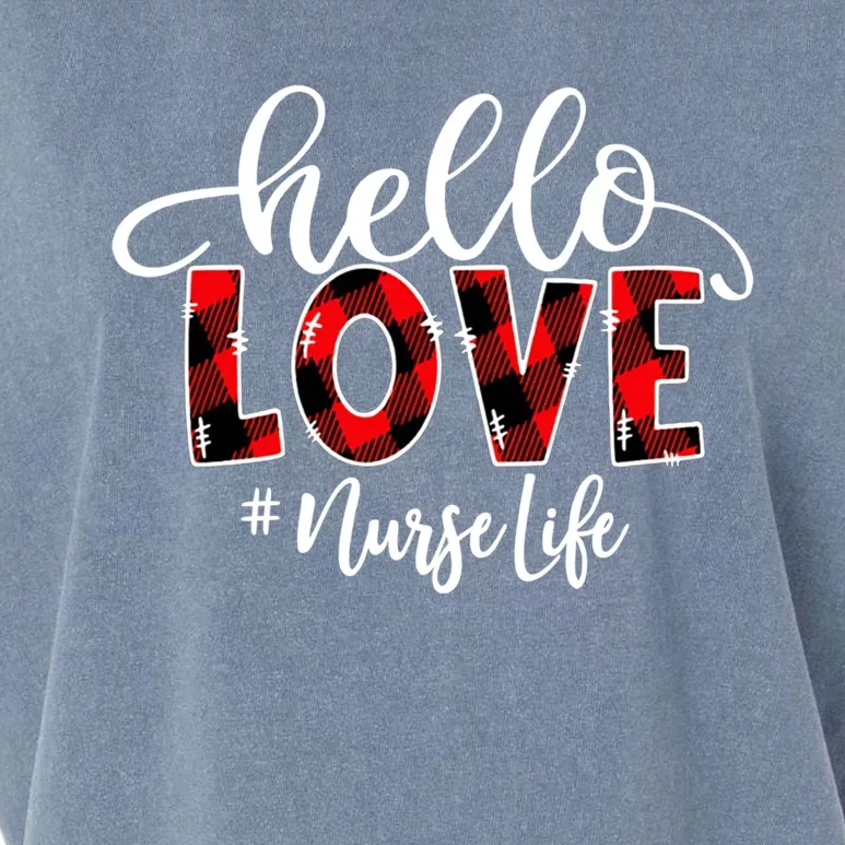 Hello Love Nurse Life Flannel Valentine's Day Gift Garment-Dyed Women's Muscle Tee