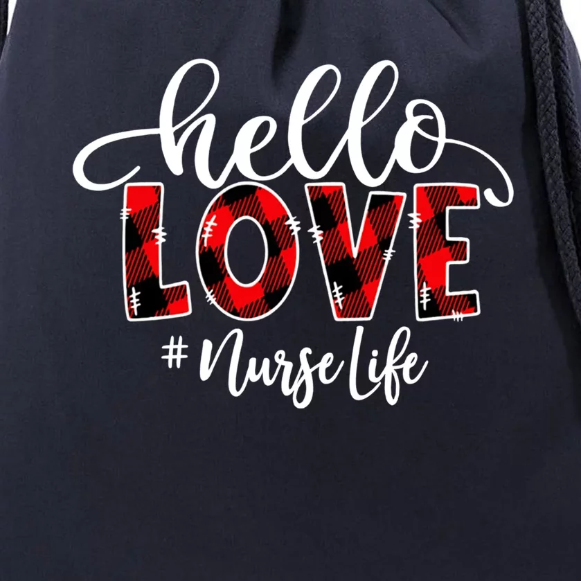 Hello Love Nurse Life Flannel Valentine's Day Gift Drawstring Bag