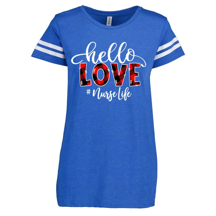 Hello Love Nurse Life Flannel Valentine's Day Cool Gift Enza Ladies Jersey Football T-Shirt